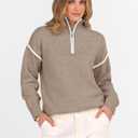 ANRABESS Womens Quarter Zip Sweaters Fall Long Sleeve V Neck Shirts Collared Business Casual Tops Knit Pullover Sweatshirts (L)