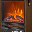 Shinic Electric Fireplace Heaters for Indoor Use,1500W Space Heater with Crackling Sound & 3D Realistic Flame, Safety Protection, Mini Portable Fireplace Heater for Home Christmas Decoration, Walnut (11.8" x 5.9" 14.6")