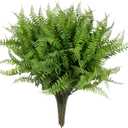 Grand Verde Boston Ferns Artificial Plants Bulk Faux Greenery Plastic Shrubs Real-Touch Bush DIY Outdoor Decoration Indoor Home Decor, 10pcs (Dark Green)
