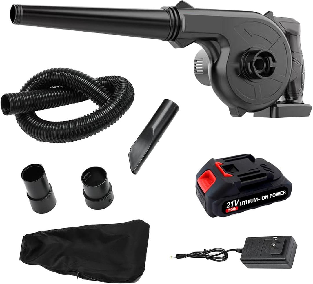 Leaf Blower Cordless, Mini Leaf Blower with Battery and Charger, Handheld Battery Powered Electric Leaf Blower, 2-in-1 Portable Blower &Vacuum for Lawn Care, Dust/Snow Blowing