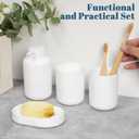 Bathroom Accessory Set 4 Pcs Bath Accessory Sets Complete Soap Dispenser 12 oz Tumbler Soap Dish for Modern Bathroom Decor(White)