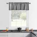 Black and White Buffalo Plaid Checkerd Caf Valances Curains for Kitchen, Gingham Thick Rod Pocket Farmhouse Window Treatment Valance Curtains for Window Bathroom, 55 x 15 inch