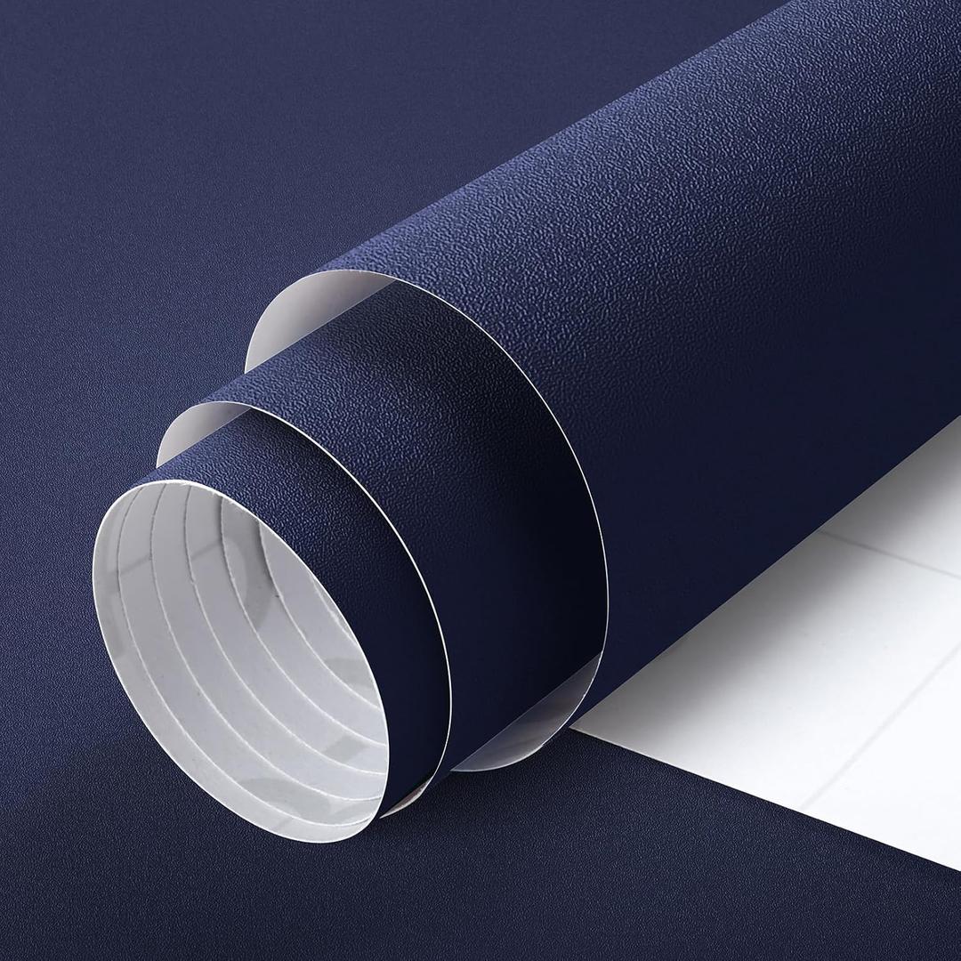Tatyanna Navy Blue Wallpaper Peel and Stick Wallpaper 15.7inch x 118.1inch Blue Contact Paper Navy Wall Paper Self-Adhesive Removable Matte Solid Stick and Peel for Living Room Waterproof Vinyl