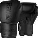 Boxing Gloves for Men & Women Pro Training | Wrist Protection 15 Hook & Loop | Triple Latex Padding | PU Leather for Muay Thai MMA Kickboxing Sparring|Sizes 10-16 oz (Black)