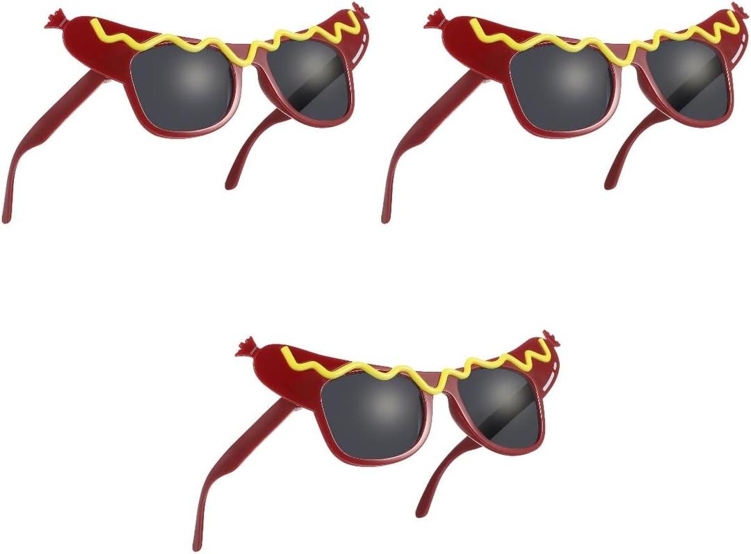 3pcs Funny Hot Dog Eyeglasses, Dance Party Makeup Glasses for Masquerade, 7. 08 X 2. 75 X 3. 54 Inch