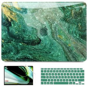 B BELK Compatible with MacBook Air 13 inch Case 2021 2020 2019 2018 M1 A2337 A2179 A1932 Touch ID,Plastic Hard Shell Case for MacBook Air 13.3 inch+2 Keyboard Cover+Screen Protector,Green Pearl Marble
