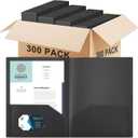 Gueevin 300 Pcs Two Pocket Folders, Heavy Duty Letter Size, Black