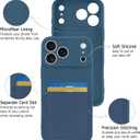 Design for iPhone 17 Pro Case with Card Holder for Women Men Soft Liquid Silicone Cover [Microfiber Lining] Full Camera Protection Shockproof Slim for iPhone 17 Pro Case Wallet Blue