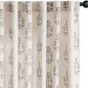jinchan Linen Floral Curtains for Living Room 84 Inch Length Black Flower Cottage Core Farmhouse Curtains Rod Pocket Back Tab Boho Semi Sheer Window Drapes Bedroom Set 2 Panels Black on Beige