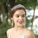 Silver Cubic Zirconia Small Wedding Crowns for Bride CZ Birthday Party Floral princess Tiaras for Girls Sweet 16 Prom Hair Accessories