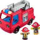 Fisher-Price Little People Toddler Toy Fire Truck Musical Push-Along Vehicle with 2 Figures for Pretend Play Ages 1+ Years