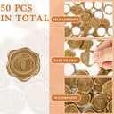 Whaline 50Pcs Thanksgiving Wax Seal Stickers Fall Pumpkin Envelope Seal Stickers 3D Vintage Gold Self-Adhesive Embossed Stickers for Autumn Wedding Anniversary Greeting Cards Snail Mails Packages Gift