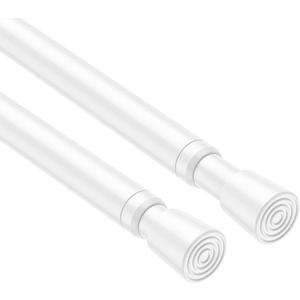 QINGYUN 2 Pack Spring Tension Rod 26 to 37 inch White Curtain Rods No Drilling Spring Rods Adjustable Curtain Rod Extendable Pressure Tension Rod for Window Closet Kitchen