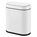 ELPHECO Bathroom Can with Lid 2 Gallon Motion Sensor Garbage Can 7.5 Liter Small can Touchless Bathroom Decor Waterproof Smart Waste Bin with Stripes for Bedroom, Office (White-Black)
