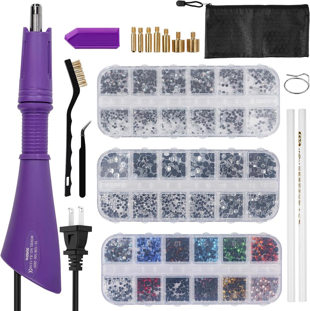 Maxmartt Hotfix Applicator Tool, DIY Hot Fix Rhinestone Setter, Quick Heating Hot Fix Wand Rhinestone, DIY Applicator Embellishment Tools, for Setting Rhinestones and Beads (Purple)