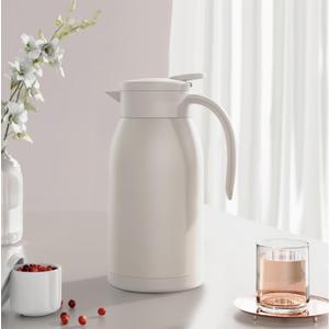 41 Oz Thermal Coffee Carafe Stainless Steel Insulated Thermos Double Wall Vacuum Flask Leak-Proof Thermos for Travel Office School Party Camping Use-Pink White
