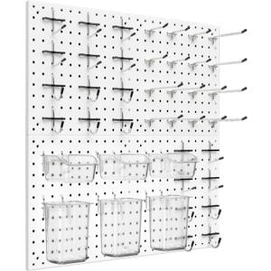 Daanxw Peg Board Kit, Includes Pegboard and Accessories, with Hooks and Bins, Peg Board Wall Organizer for Office, Ornaments Display, Crafts Organization (66, White)