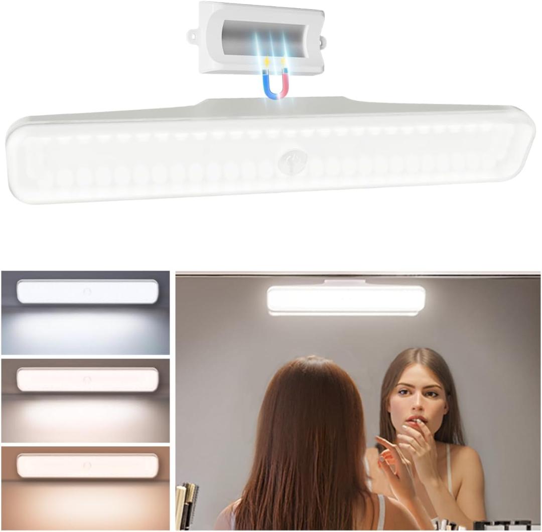 EZVALO Wireless Makeup Light 1 Pack, Vanity Lights for Mirror, Bathroom Vanity Light, Rechargeable, 3 Color Temperatures, Stepless Dimming, Touch Control, Adjustable Angle, Women's Gifts (White)