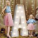 4FT Marquee Light Up Letters A,Party Decoration Large Marquee Light Up Letters with Weighted Water Bag,Pre-cut Foam Board Set Can Be Used for Birthdays,Weddings,Baby Anniversaries (White 4ft)