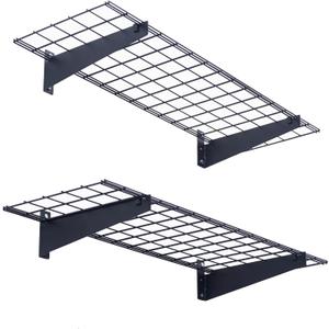 Wallmaster 2-Pack 15x45 Heavy Duty Garage Wall Shelving 45-inch-by-15-inch Wall Mount Garage Storage Rack Floating Shelves Max Load 400lb Black