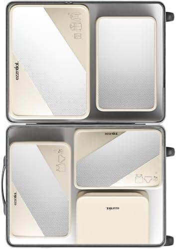 EZZNTIAL Packing Cubes for Travel, Suitcase Essentials Organizer Bags Set for Luggage, Road Trip Travel Accessories in 4 Sizes (Extra Large, Large, Medium, Small),Suitable for 20-inch suitcase Cream, 3 Pack