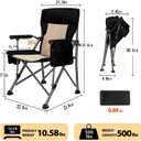 Heated Camping Chair with 20,000 mAh Battery, Loog-Lasting for 500 Mins, Fully Padded Heated Camp Chairs, Heavy Duty Folding Chairs Supports 500 lbs for Winter Camping, Picnics, Tailgating, RV Travel, 20.5 Inches X 17 Inches X 41.5 Inches