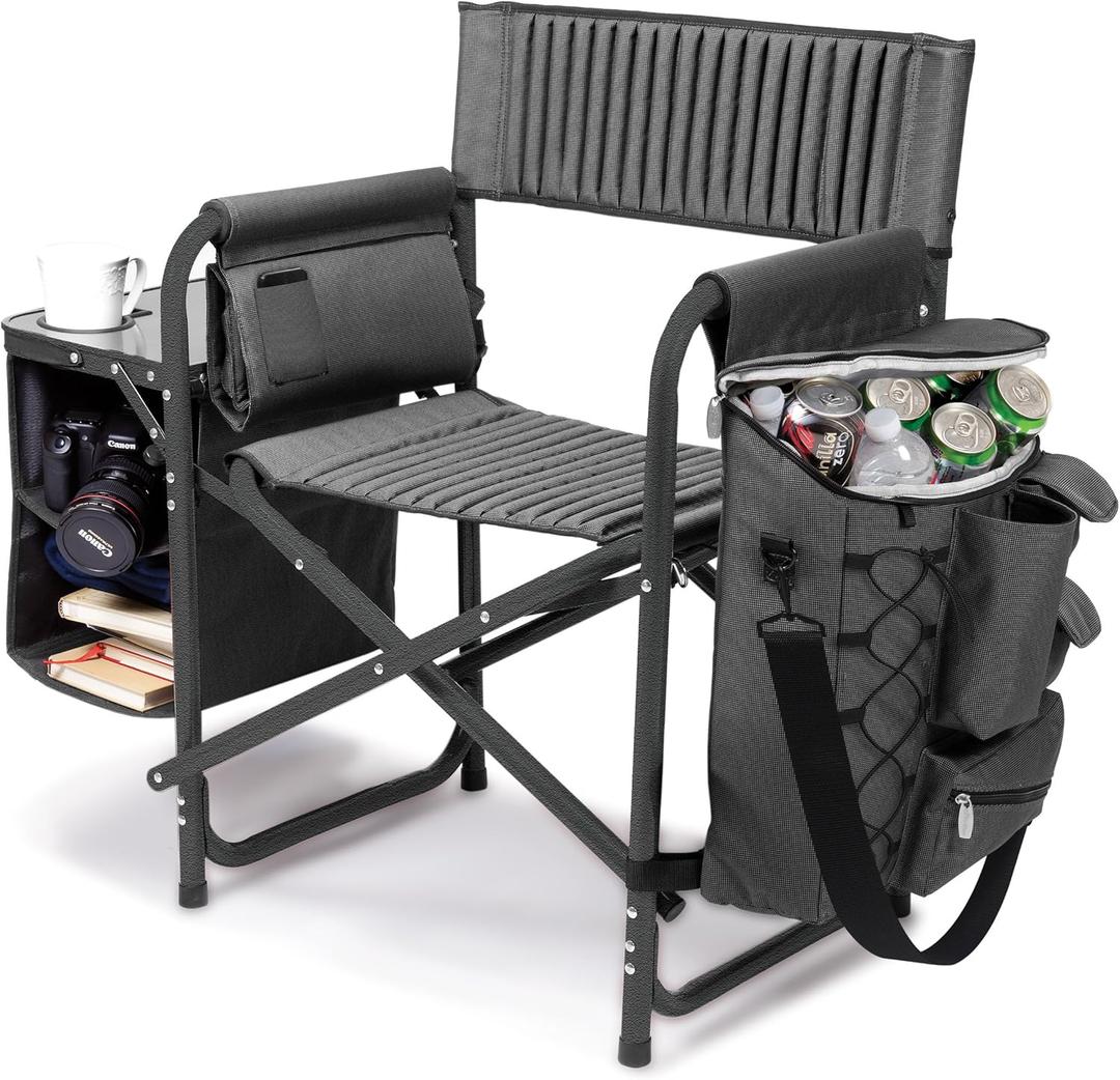 ONIVA - a Picnic Time Brand Fusion Original Design Outdoor Folding Chair, Gray with Black Frame , 33 x 7 x 21