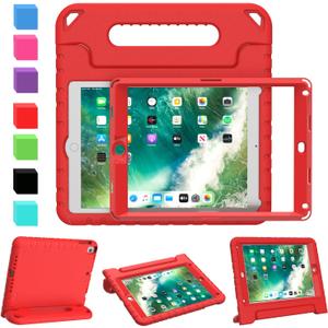 AVAWO Kids Case for iPad 9.7 2017/2018 & iPad Air 2 with Built-in Screen Protector - Light Weight Shock Proof Convertible Handle Stand Friendly Kids Cover for 9.7 iPad 5th & 6th Gen, Red