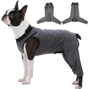 Purpose-Built Dog Surgery Recovery Suit with Rear Leg Sleeve to Stop Licking, Professional Dog Pants to Prevent Licking, TPLO Surgery Recovery Essentials for Dogs, ACL Knee Wound Protection, Gray L