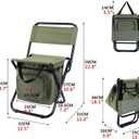 Portable Fishing Chair with Cooler Bag, Foldable Backpack Stool with Backrest, Backpack Cooler Chair for Finishing Travel Camping Hunting Hiking