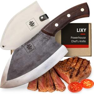 COOLINA Lixy Cleaver Chef Knife, 8.7-in Hand-forged High Manganese Clad Steel, Full Tang Butcher Knife, Razor Sharp Kitchen Knife for Camping, Outdoor Cooking, Slicing, Cutting Meat