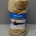 Columbia Super Soft Plush Throw - Warm and Cozy 100% Polyester Fleece Blanket - Measures 50" x 60" - Beige