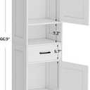 Homhedy 67" H Tall Bathroom Storage Cabinet with 2 Barn Doors and 1 Drawer, Narrow Storage Unit, Adjustable Shelves, Floor Cabinet for Bathroom, Living Room, Entryway, Kitchen, White, (15.7" W), 11.8"D x 15.7"W x 66.9"H