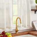 jinchan Tier Curtains 36 Inch for Small Window Linen Blend Cafe Curtains Farmhouse Rustic Half Window Drapes for Kitchen Living Room Bedroom Light Filtering Rod Pocket 2 Panels Neutral Crude