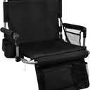 Portable Stadium Seats with Back Support and Armrest, Folding Bleacher Chairs with Back and Thicked Cushion, Wide Padded Sports Chair with Cup Holder, Football, Tennis (1, Black, Standard)