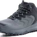 Men's Waterproof Hiking Boots Lightweight Comfortable Outdoor Walking Trail Boots Shoes (10.5, Grey-1)