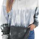 Women's Hoodies Long Sleeve Sweatshirts Drawstring Pullover Tops with Pocket Casual Loose Blouses Tunic (Large, Blue Star Tie Dye)