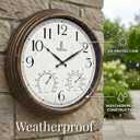 Outdoor Clocks for Patio Large Waterproof with Thermometer - 18 inch Indoor Outdoor Wall Clock with Temperature and Humidity Combo - Weatherproof, Accurate & Easy to Read for Pool, Garden & Home Decor