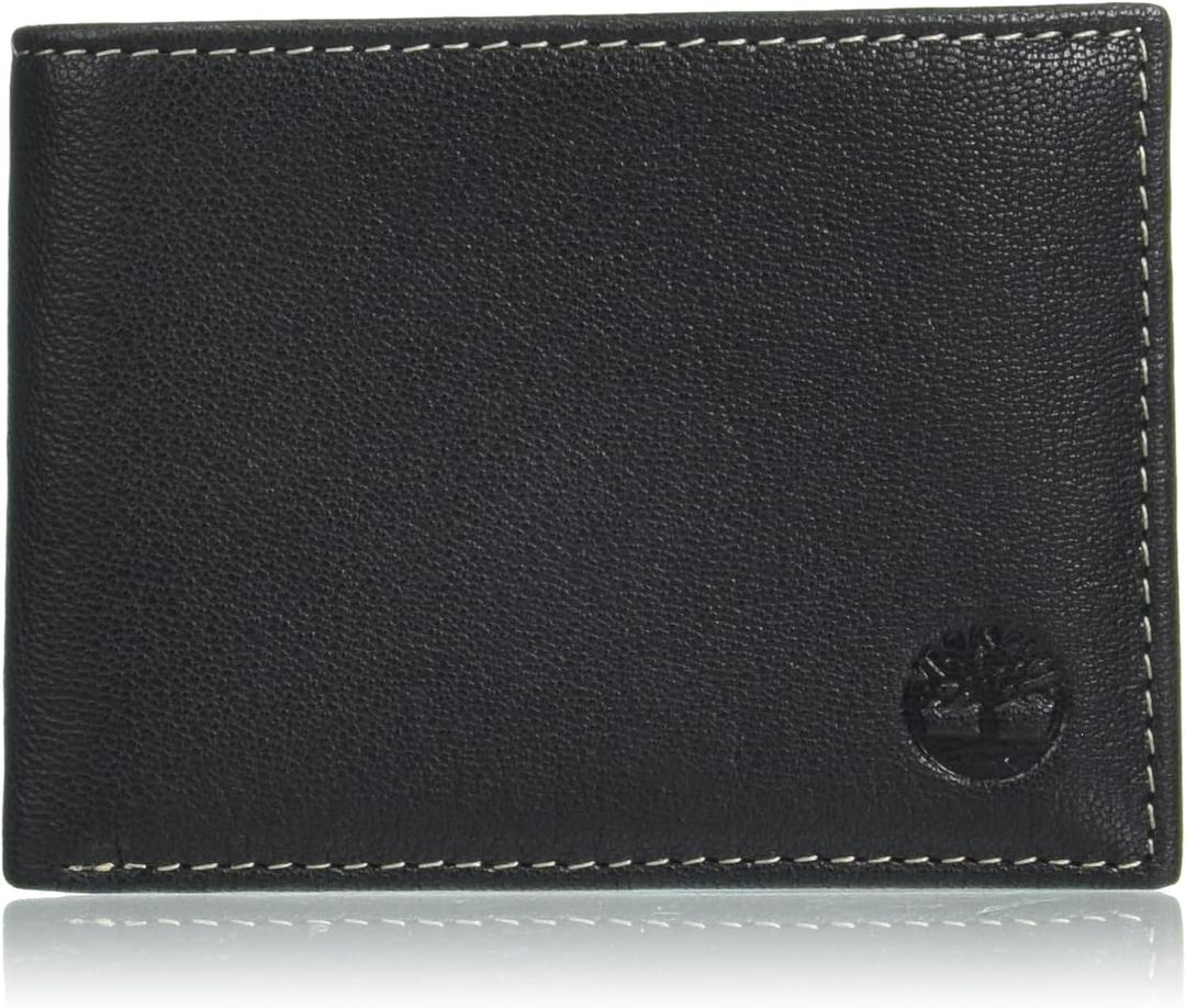 Timberland Men's Genuine Leather Passcase Security RFID Wallet (Black)