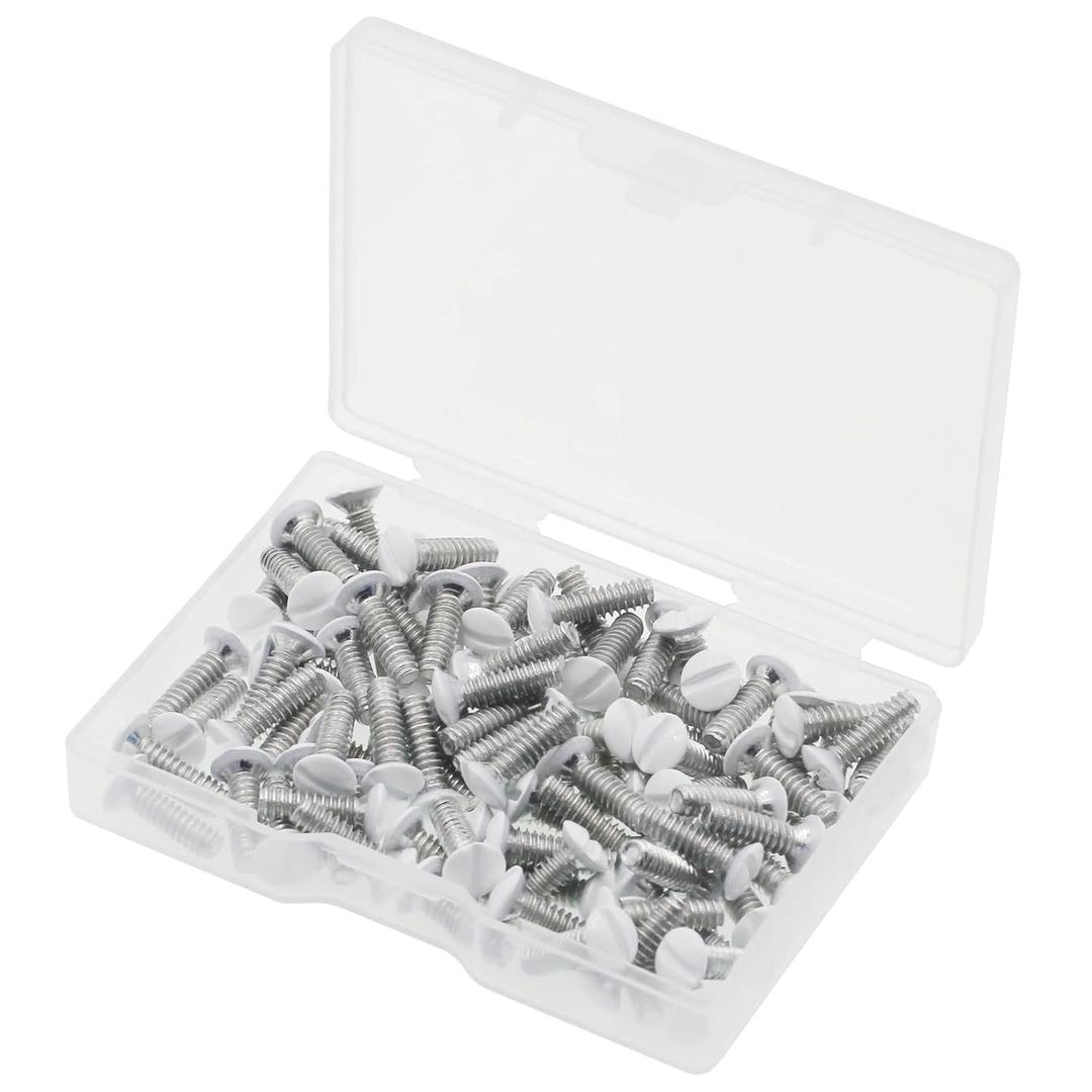Wall Plate Screws, 100 pcs White Outlet Screws 1/2" Long 6-32 Thread Light Electrical Cover Panel Switch Plate Screws