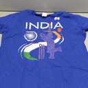  India Cricket with Indian Flag Brush Stroke Ashoka T-Shirt (Large, Royal Blue)