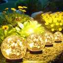 Solar Lights Outdoor Waterproof 30LEDS, 4 Pack Cracked Glass Solar Globe Lights Outdoor with Auto On/Off, Outside Decorations for Yard,Garden,Patio, Pathway,Landscape - Warm White