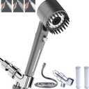 Shower Head with Handheld, Shower Heads High Pressure, High Flow Even with Low Water Pressure-Hand Held Showerhead Set,3 Modes Filtered Showerhead with 59Replacement Hose/Bracket/Cotton Filters (Gray)