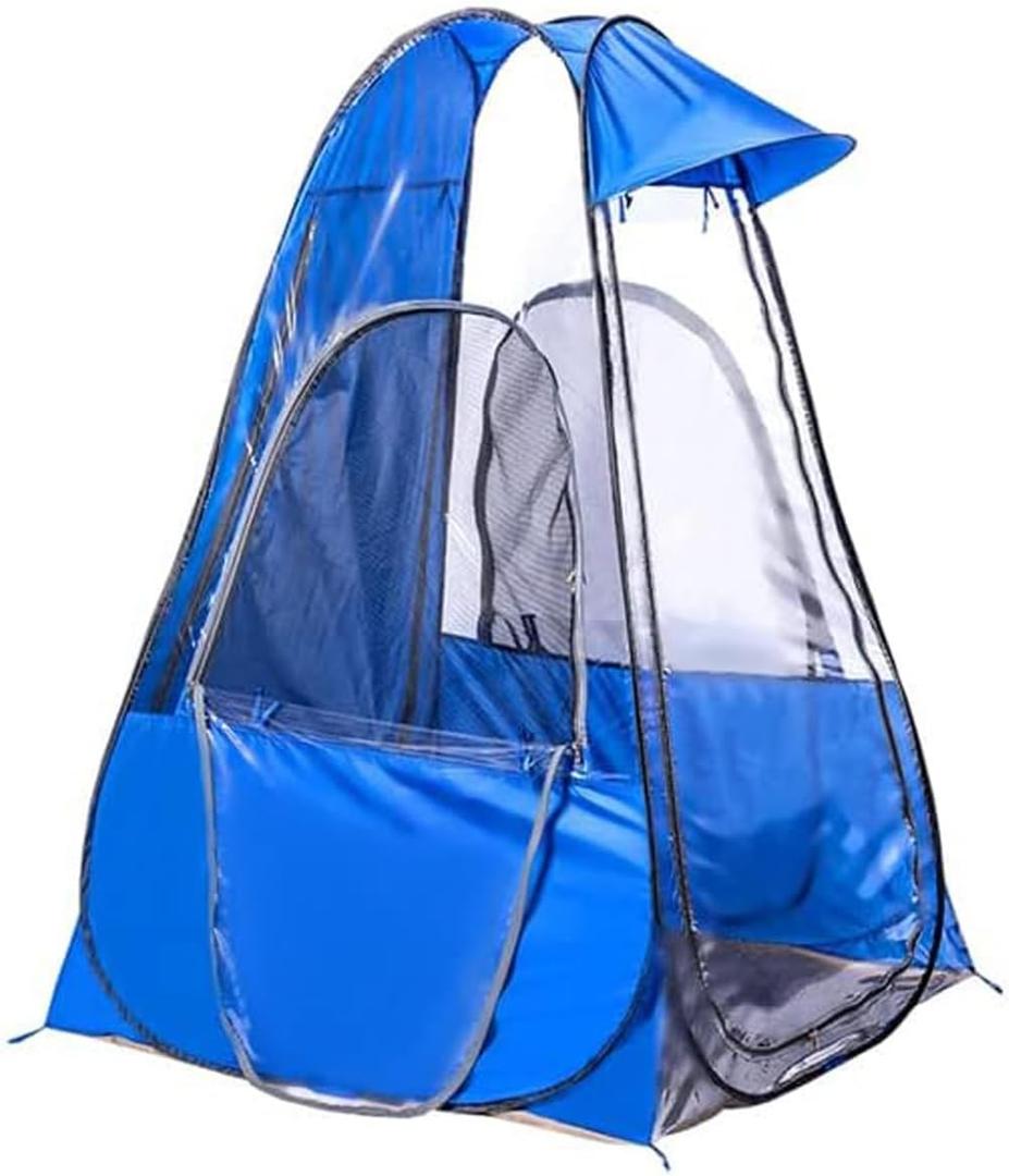 Sports Shelter Weather Tent Single Person Portable Pop Up Tent Pods Outdoor Rainproof & Windproof Double Doors for Watching Sport Events, Camping, Hiking, Fishing, Beach Tents Canopy (Blue Duck Tongue Design)