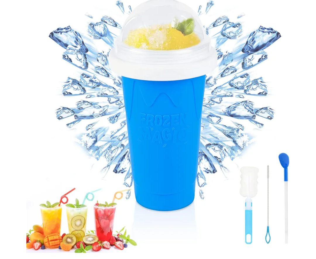 Slushie Maker Cup - Quick Frozen Magic Cup, Portable Double Layers Cool Slushee Maker For MilkShake, Juice, Ice Cream Make & More, Super Fun and Cool Stuff Gift For Kids, Friends & Family - Blue