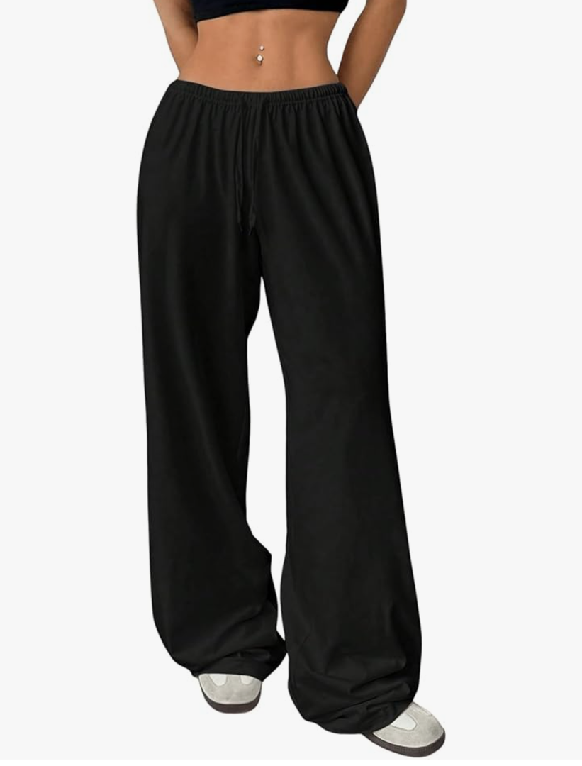 Women's Drawstring Waist Straight Streetwear Long Wide Leg Pants Casual Loose Baggy Workout Long Fall Sweatpants No Size