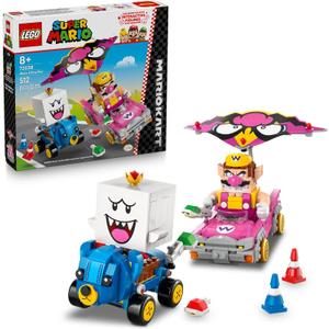 LEGO Super Mario: Mario Kart  Wario & King Boo Building Toy for Kids - Buildable Car Toys W/Drifting Action for Boys & Girls, Ages 8+ - Pretend Play Gift Idea for Birthdays & Any Gaming Fans - 72038