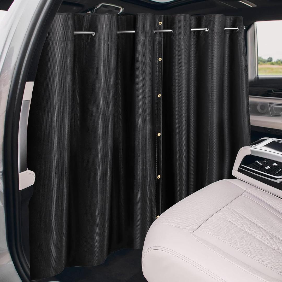 XCBYT Car Privacy Curtains - Van Curtians with Stainless Steel Adjustable Length Crossbar Car Window Shades for Van SUV Truck for Travel Nap Camping (Double Open)