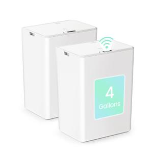 Cesun 2 Pack 4 Gallon Bathroom Trash Can with Lid, Small Automatic Trash Can, Touchless Motion Sensor Garbage Can, White Plastic Waste Basket for Bathroom, Bedroom, Toilet, Office, Rv