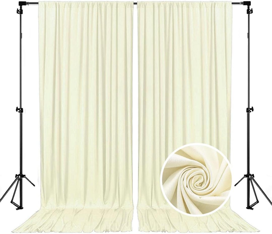 10 x 7 Feet Ivory Backdrop Curtain for Partie, Background Curtains for Photoshoot, Birthday, Wedding, Halloween, Thanksgiving, Christmas, New Year Party Decorations 5Ft x 7Ft, 2 Panels (Ivory)